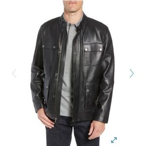 Nordstrom Men black Leather Jacket